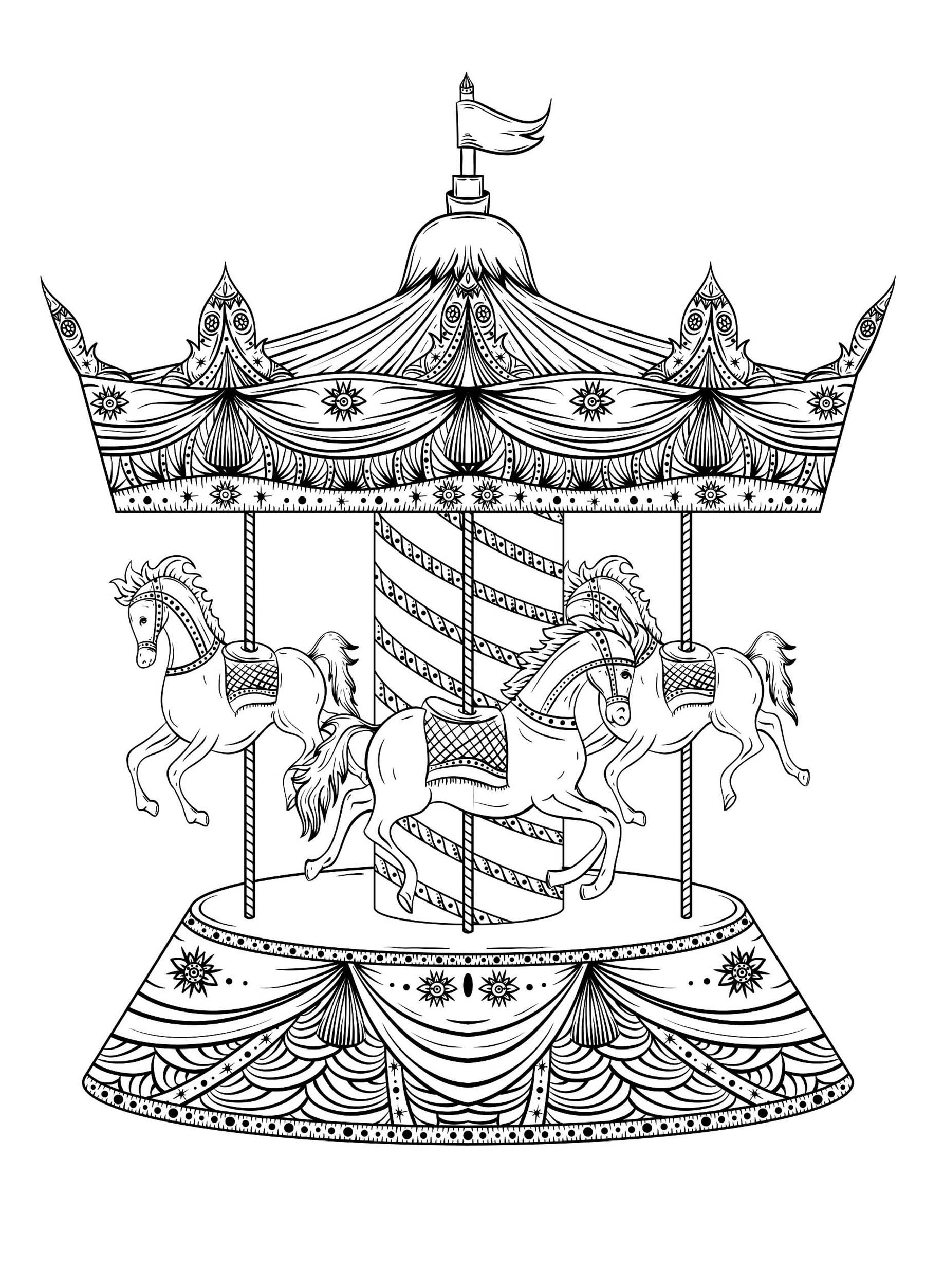 Merry Go Round Coloring Pages